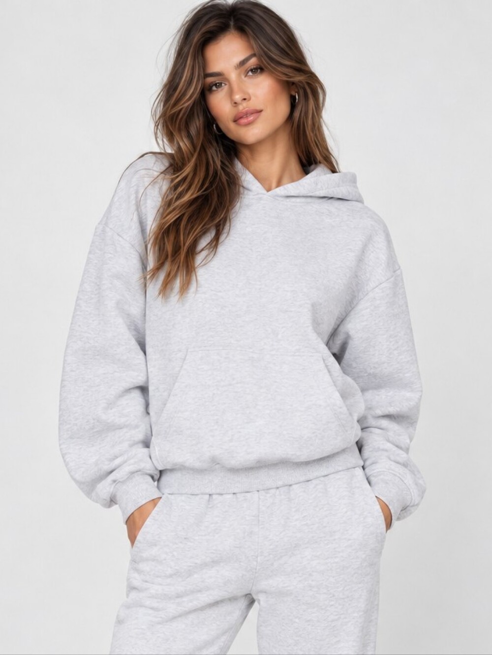 SKIMS NWT Cotton Fleece Pullover Cotton Hoodie Size SMALL Light Heather Grey
